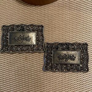 Vintage TipToe gunmetal ornate floral metal shoe clips